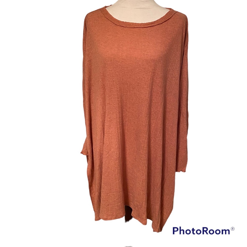 FREE PEOPLE BEACH COVERUP SALMON ORANGE PINK RIBBED TUNIC SWIM SIZE S